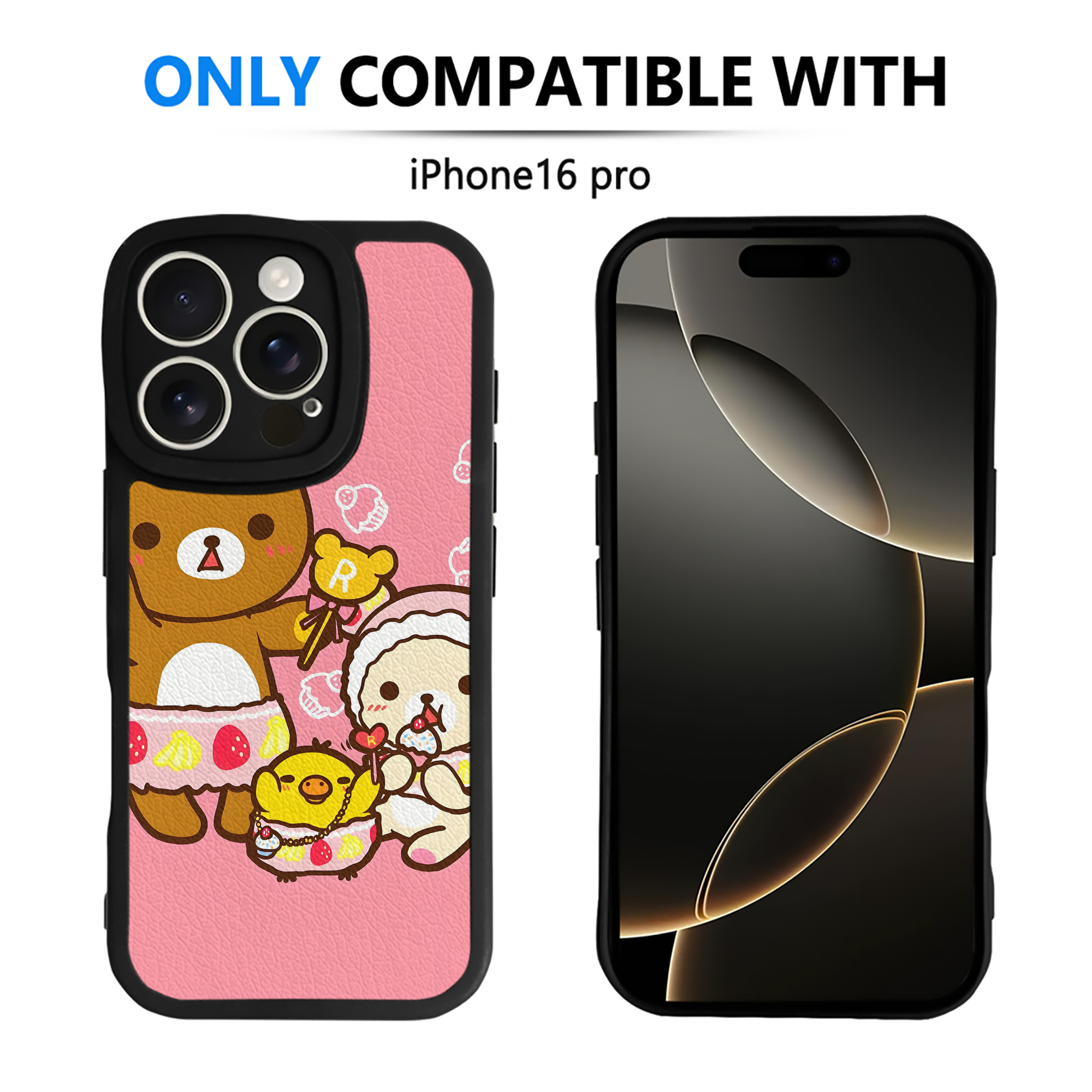 （画像用） リラックマ リラックマ キイロイトリ Rilakkuma Korilakkuma Kiiroitori 【iPhone 16シリーズ対応】シリコンスマホケース（レザー調） 材質：シリコン